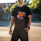 Men's Funny Basketball Character with Ball and Radio Print T-shirt