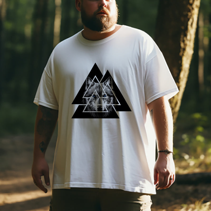 Norse Mythology Valknut Wolf Print Men's T-shirt