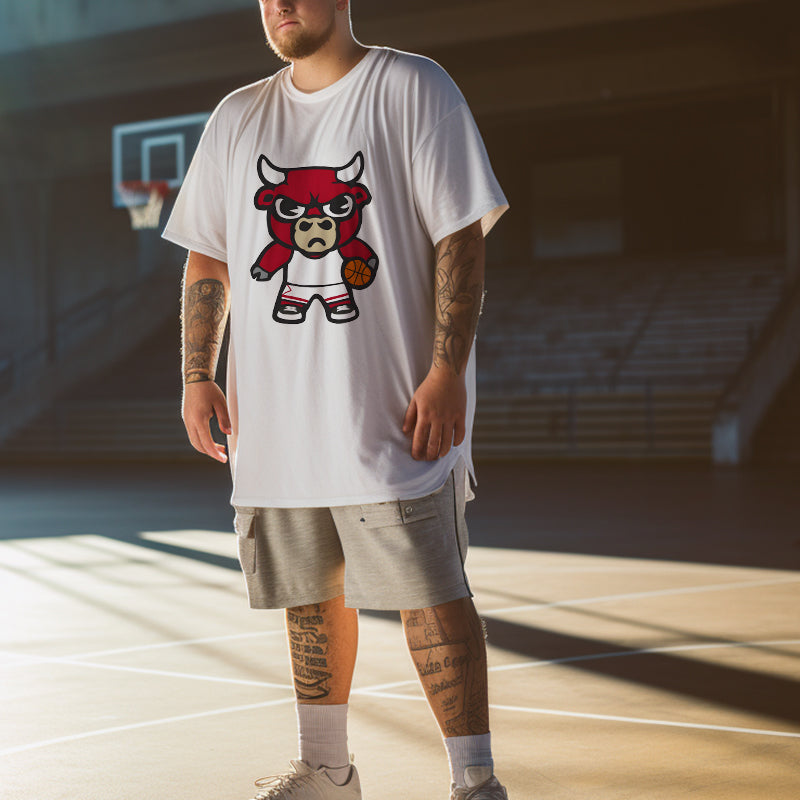 Basketball Enthusiast Cartoon Bull B-Ball Fan T-Shirt