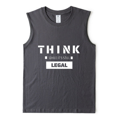 Think When It's Still Legal Men's Letter Print Tank-C