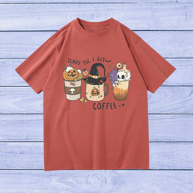 Halloween Pumkim and Skull Coffee Women's T-shirt