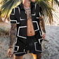 Clearance-Geometric Print Beach Suit-XL,2XL,3XL