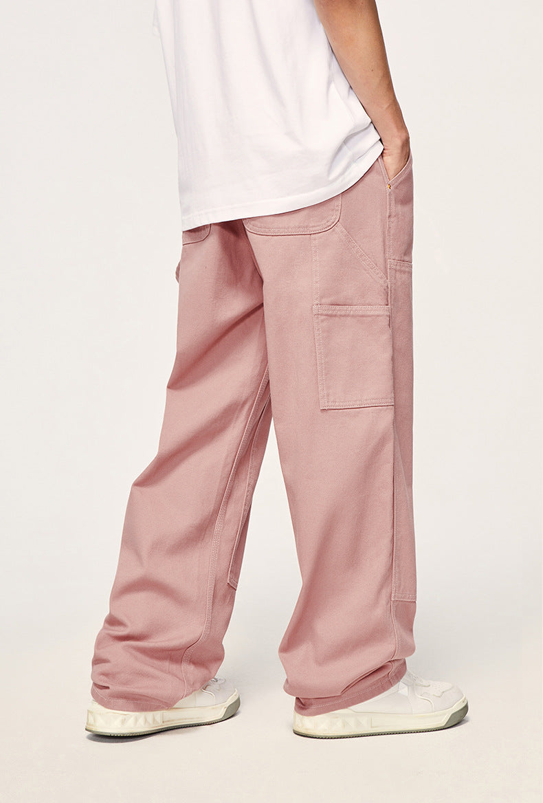 High-Density Twill Multi-Pocket Denim Straight Leg Pants