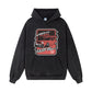 Heavyweight Stonewashed Distressed Hoodie with Car Print