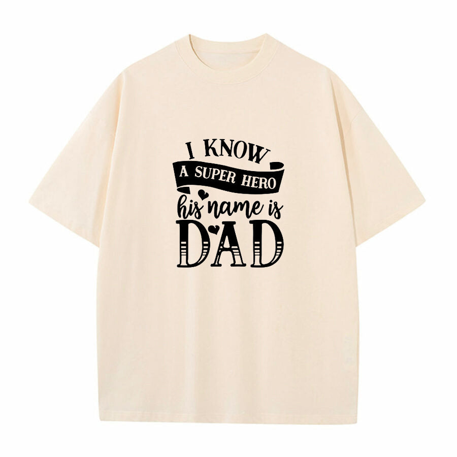 Men's Super Hero Gift For Dad Letter Print Tee