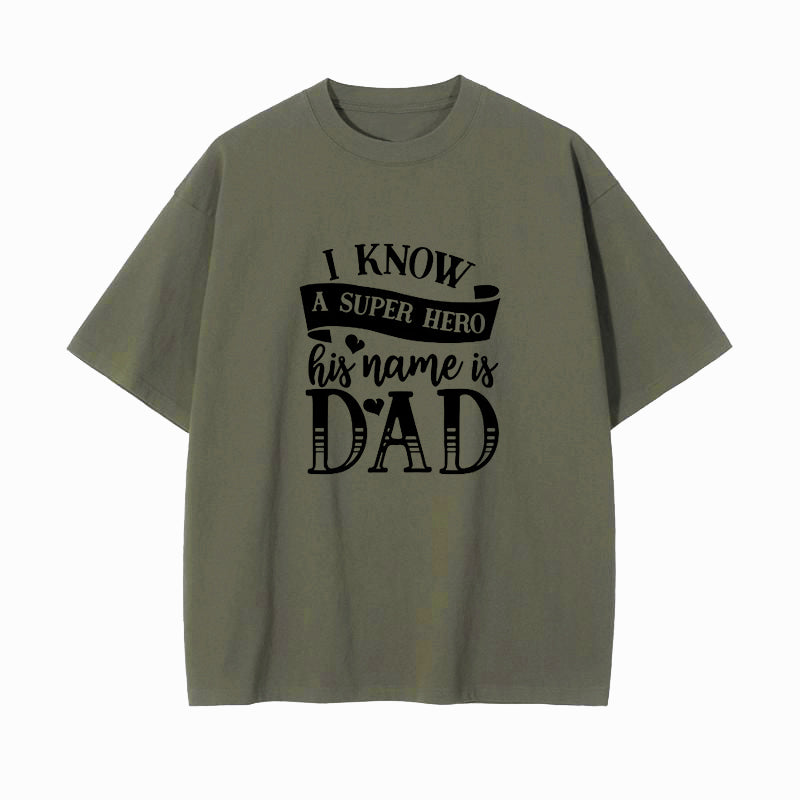 Men's Super Hero Gift For Dad Letter Print Tee