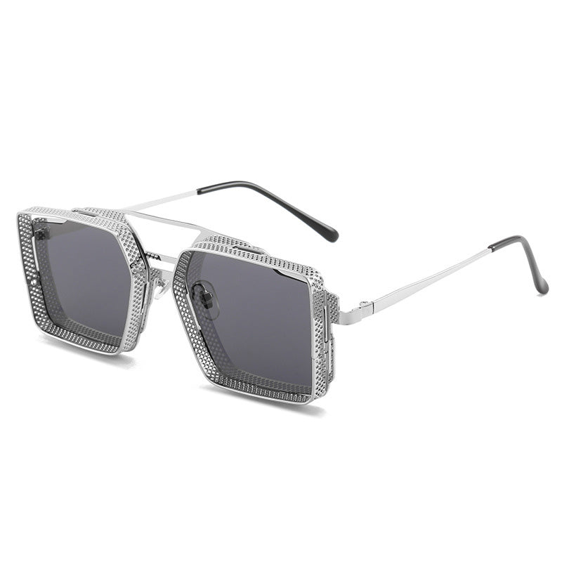 Retro Metal Hollow Square Frame Men's Sunglasses