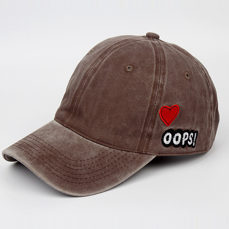 Embroidered Oops Letter Print with Heart Baseball Cap