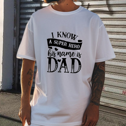 Super Hero Dad Print Men's Casual T-shirt