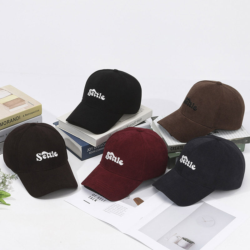 SETTLE Embroidered Corduroy Hip-Hop Cap Hat