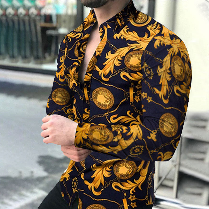 Casual Long-sleeved Printed Shirt