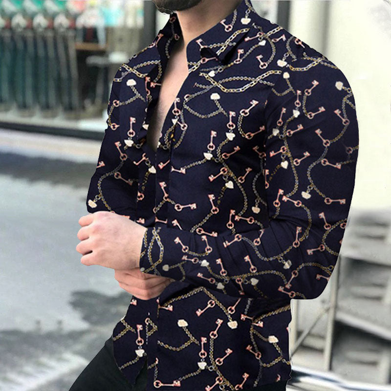 Casual Long-sleeved Printed Shirt