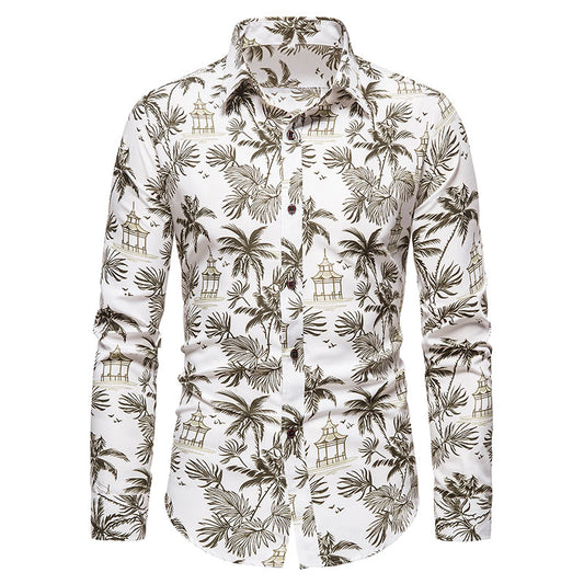 Long-sleeved Shirt With Lapel Print