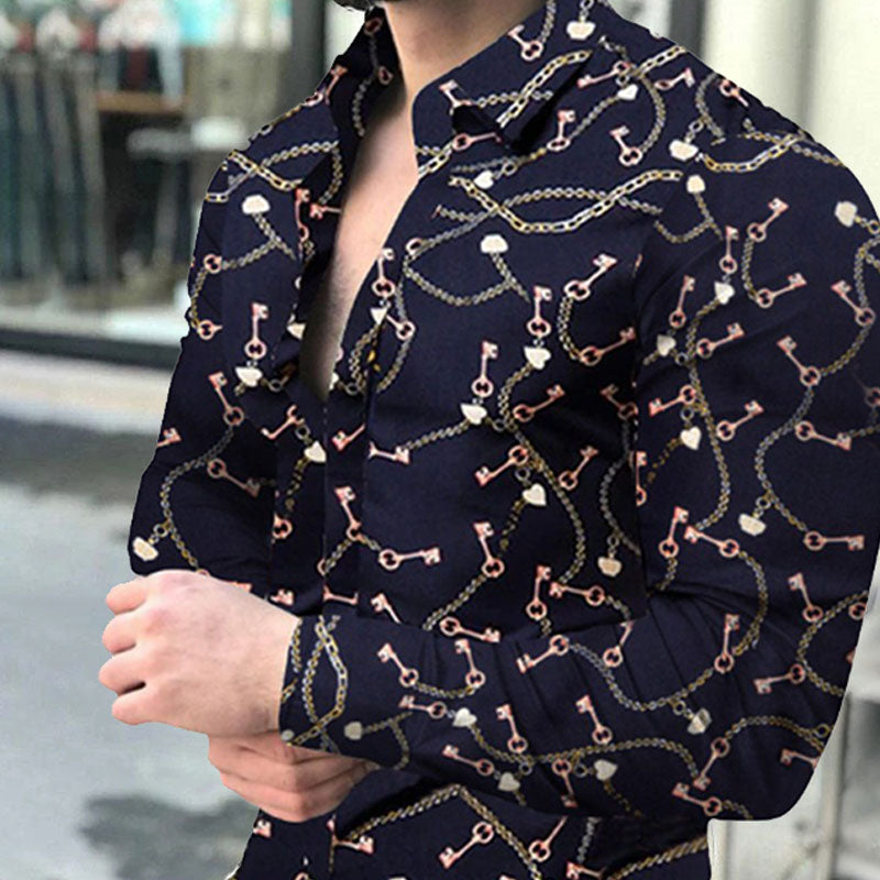 Casual Long-sleeved Printed Shirt