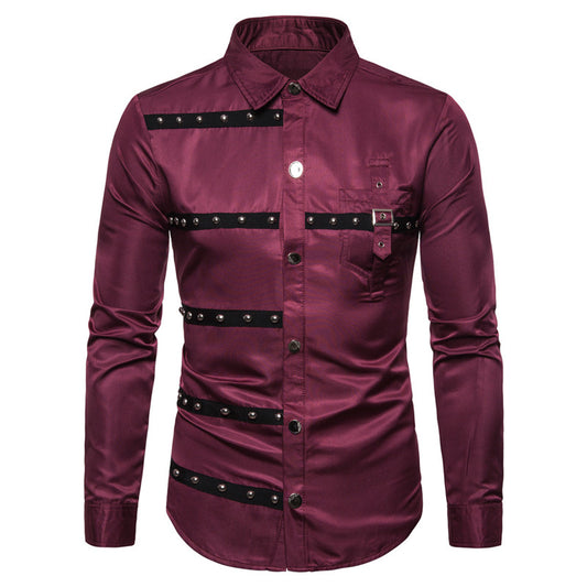 Long-sleeved Shirt With Lapel Print