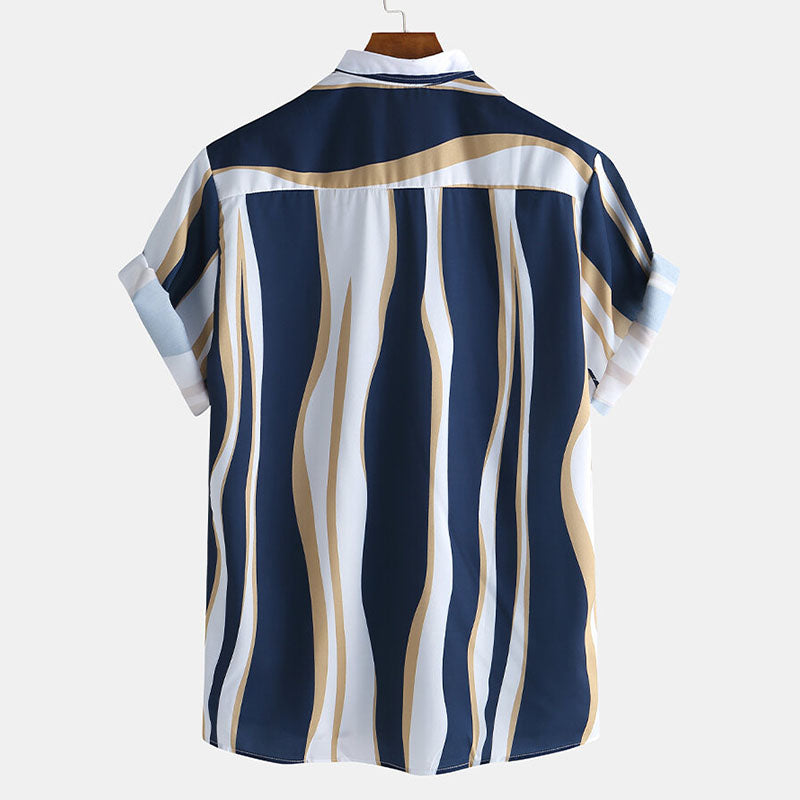 Men's Irregular Stripe Printed Polo Shirt