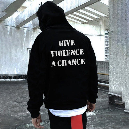 Give Violence a Chance Hooded Long Sleeve Men's Sweatshirt