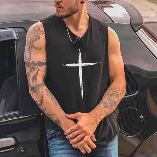 Juses Cross Men's Fashion Streetwear Tank Tops