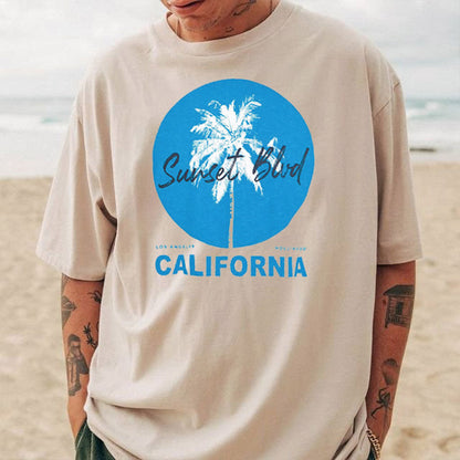 California Graphic Print Loose Men's Short Sleeve T-Shirt