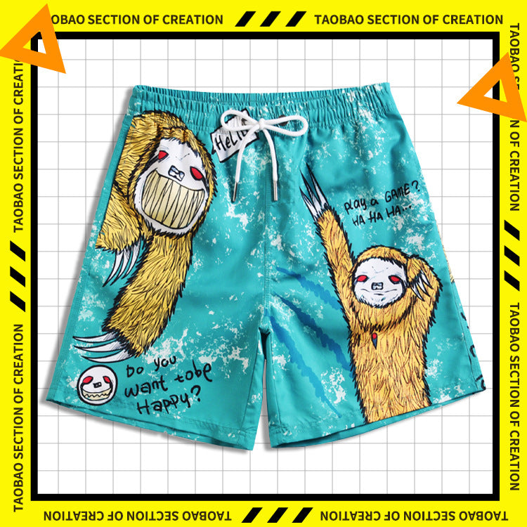 Men's beach pants loose casual cartoon printed shorts