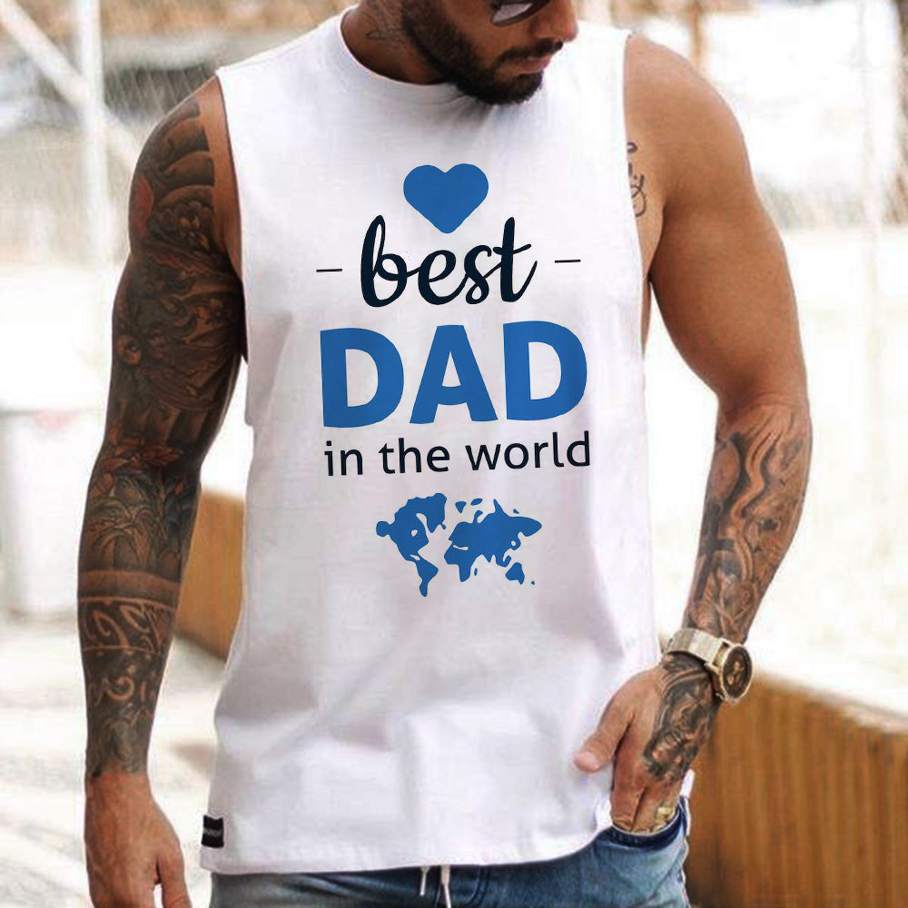 Best Dad Letter Graphic Print Father's Day Casual Men's Tank Top