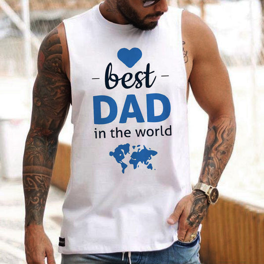 Best Dad Letter Graphic Print Father's Day Casual Men's Tank Top