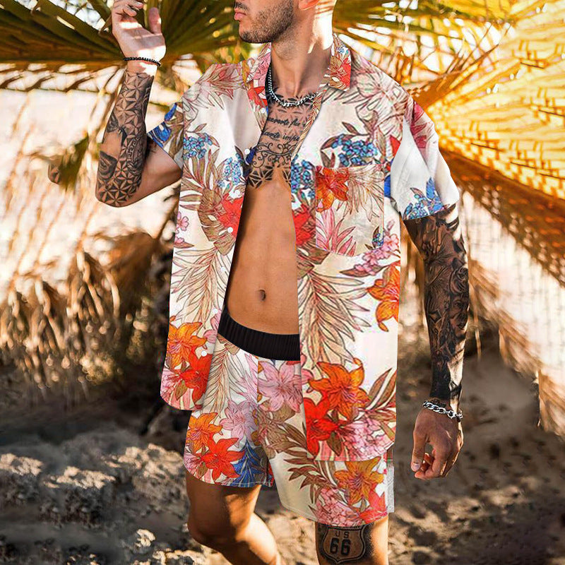 Botanical Print Hawaii Vacation Beach Suit