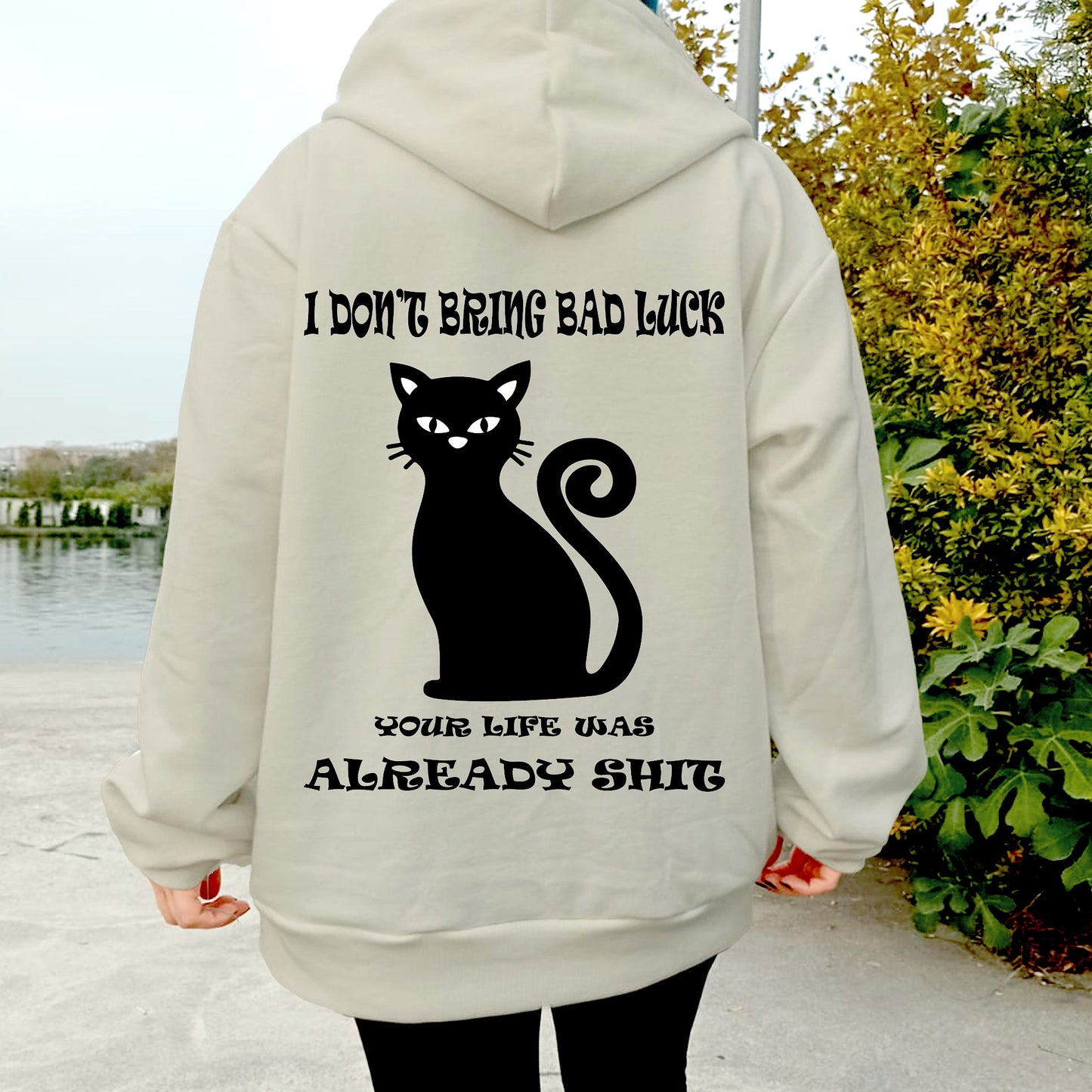 Alphabet Cat Graphic Women's Hoodie Sweatshirt