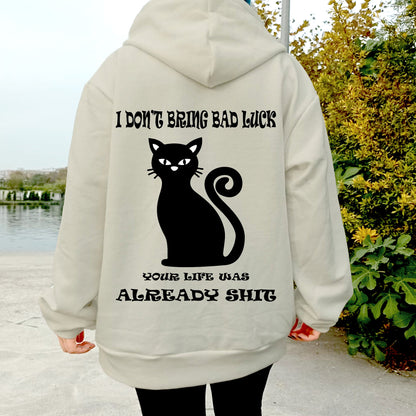 Alphabet Cat Graphic Women's Hoodie Sweatshirt