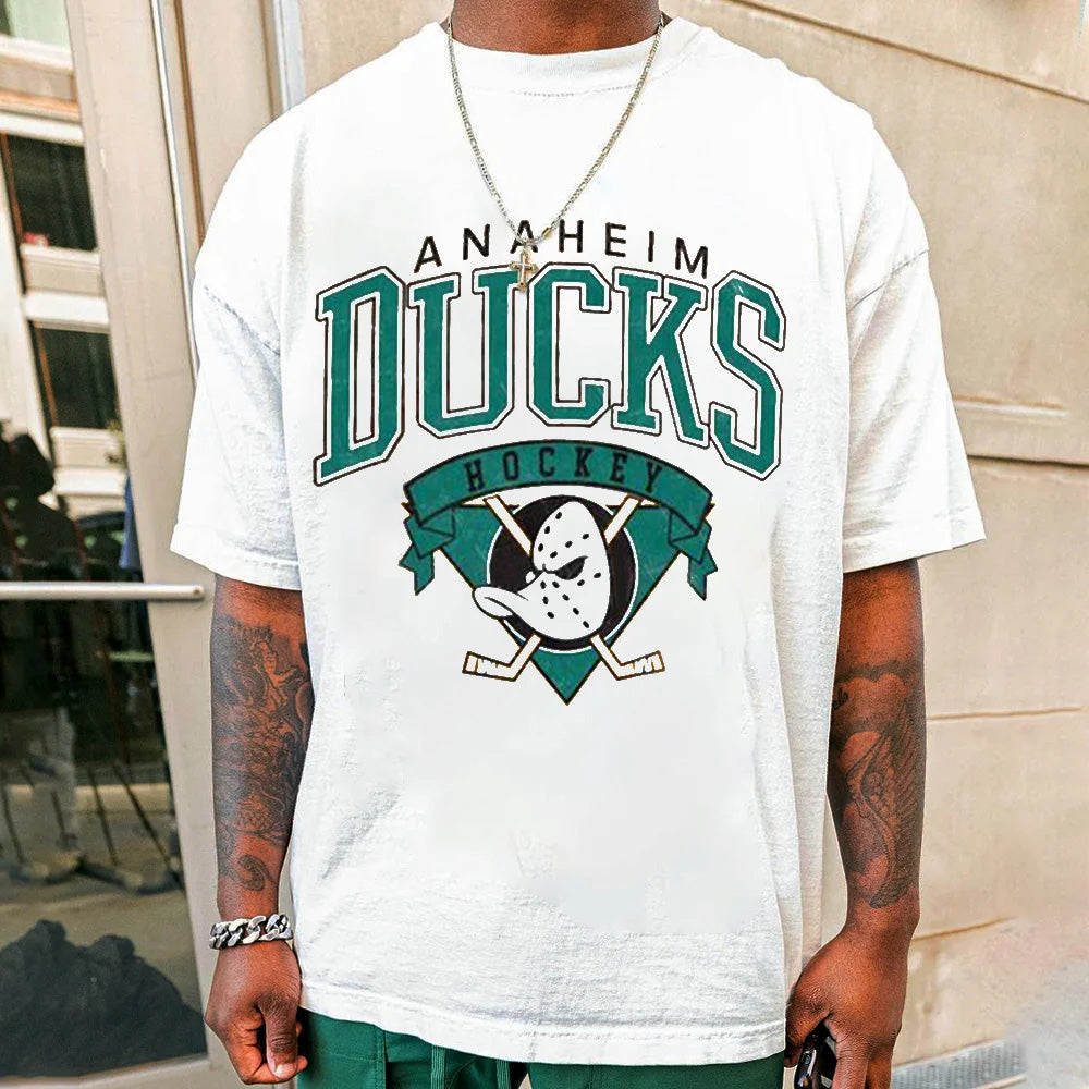 ANAHEIM DUCK Men's Vintage Streetwear Short Sleeve T-shirts