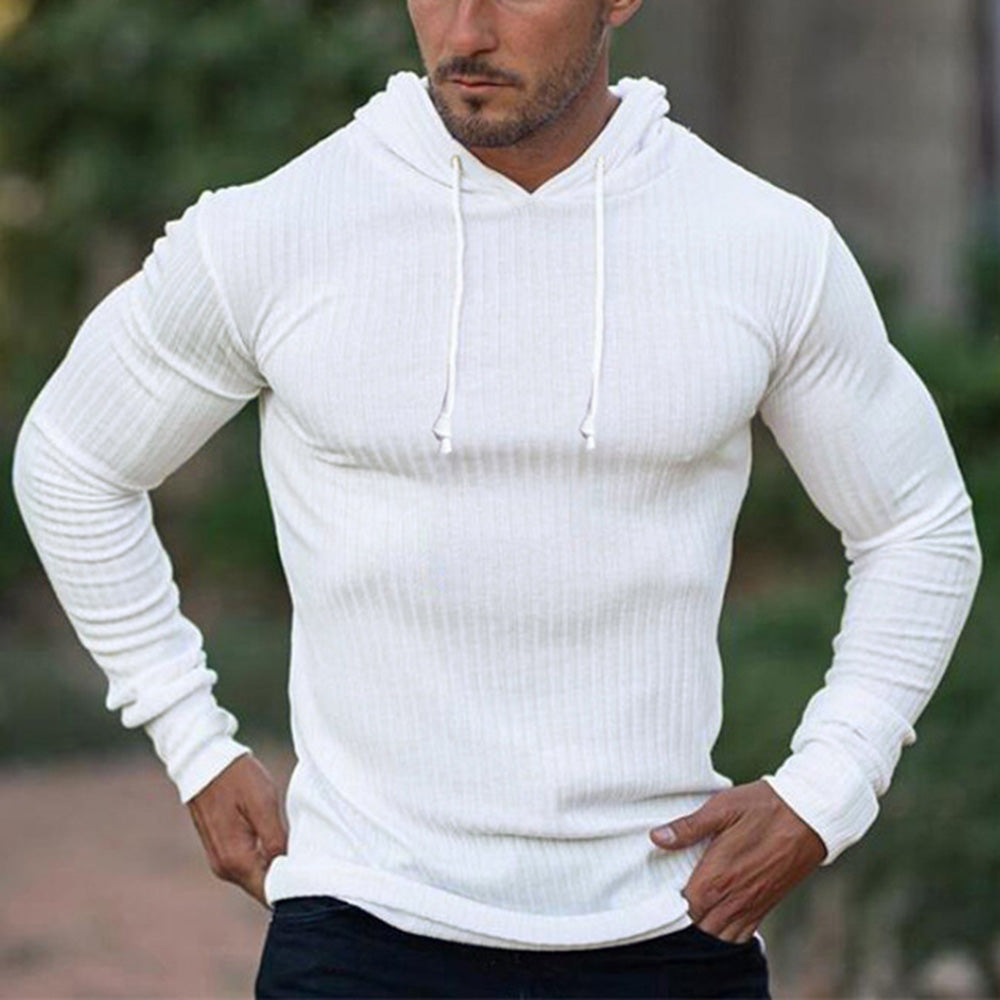 Plain Hooded Sports Men's Long Sleeve T-Shirt