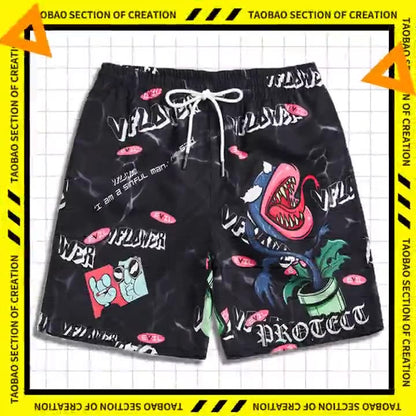 Men's beach pants loose casual cartoon printed shorts