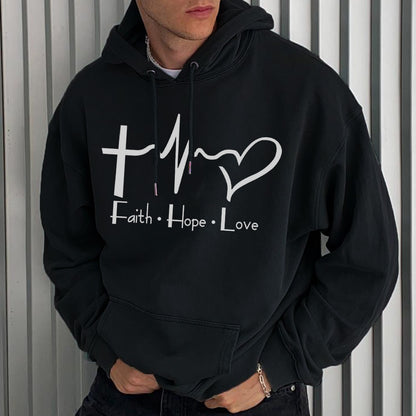 Faith Hope Love Men's Stylish Loose Fit Hoodies