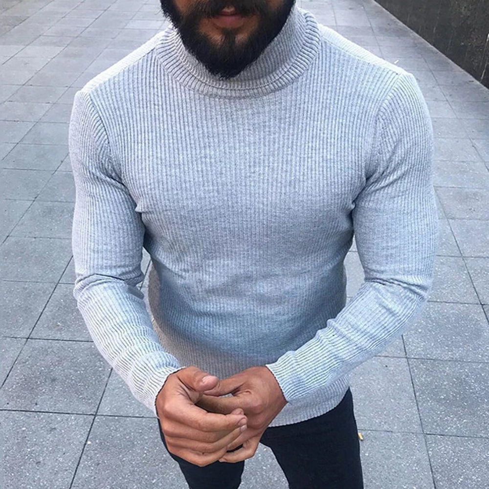 Men's Cozy Solid Color Turtleneck Sweater Knitwear