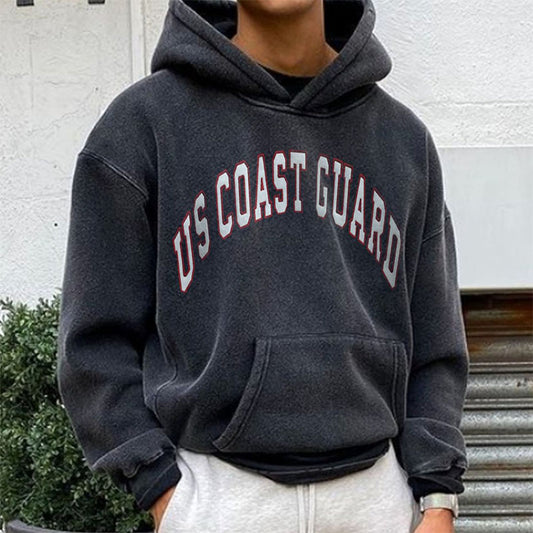 US COAST GUARD  Letter Print Men's Fleece Hoodie 320g