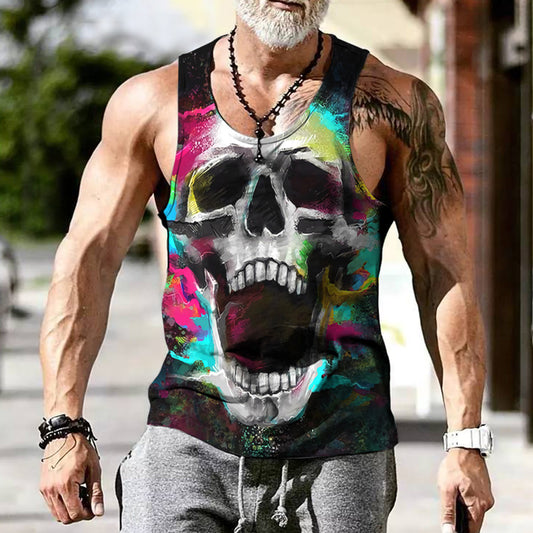 Street Trend Personalized Skull Print Casual Vest