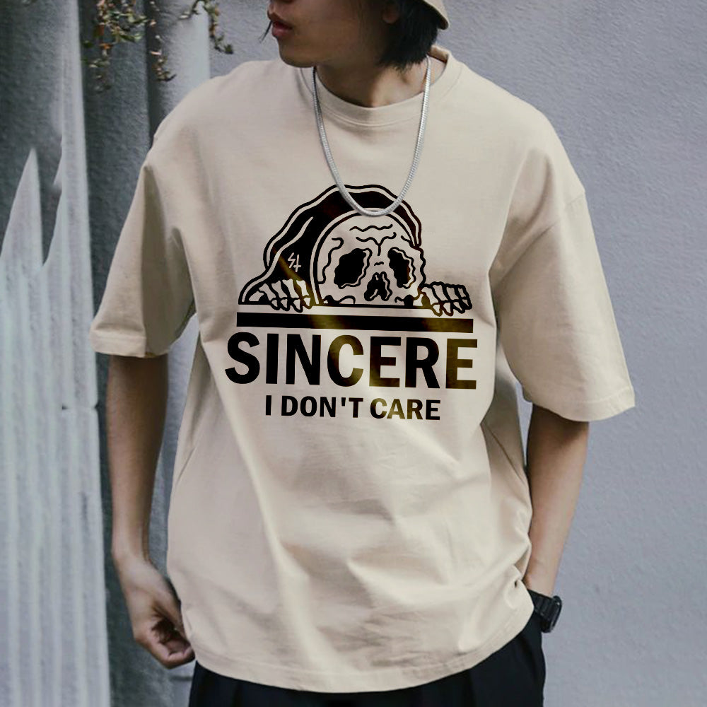 SINCERE I DONT CARE Personality Graphic Print Men's Casual T-Shirt