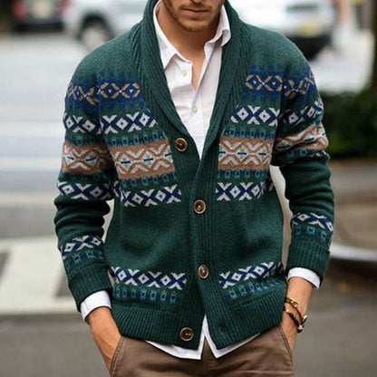 Men's Vintage Ethnic Lapel Knitwear Cardigan Jacket