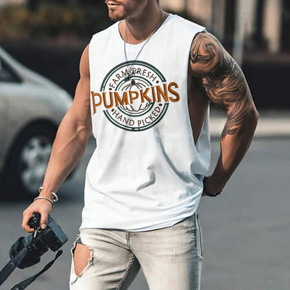 Halloween Alphabet Graphic Print Casual Men's Tank Top