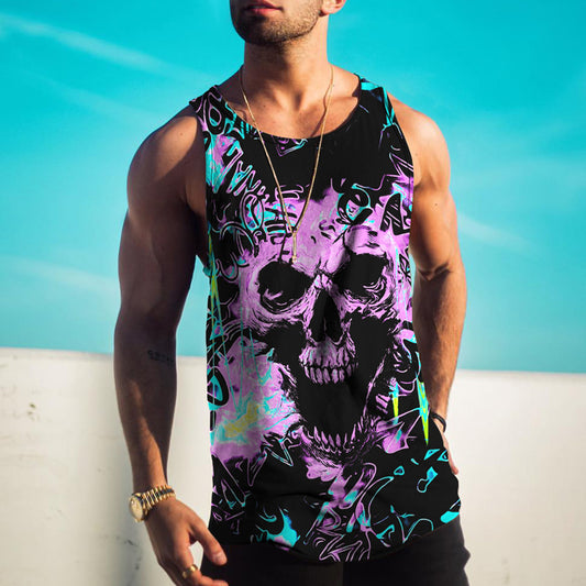 Street Trend Skull Print Casual Tank Top