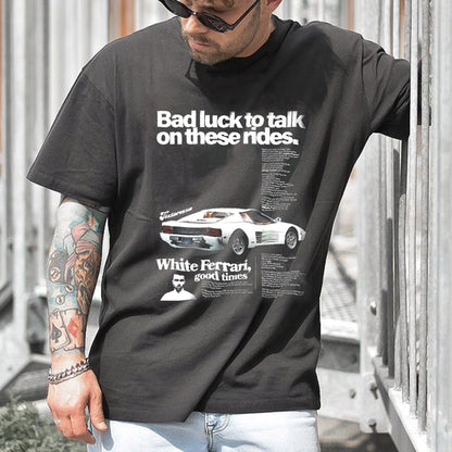 Car Graphic Print Loose Men's Short Sleeve T-Shirt