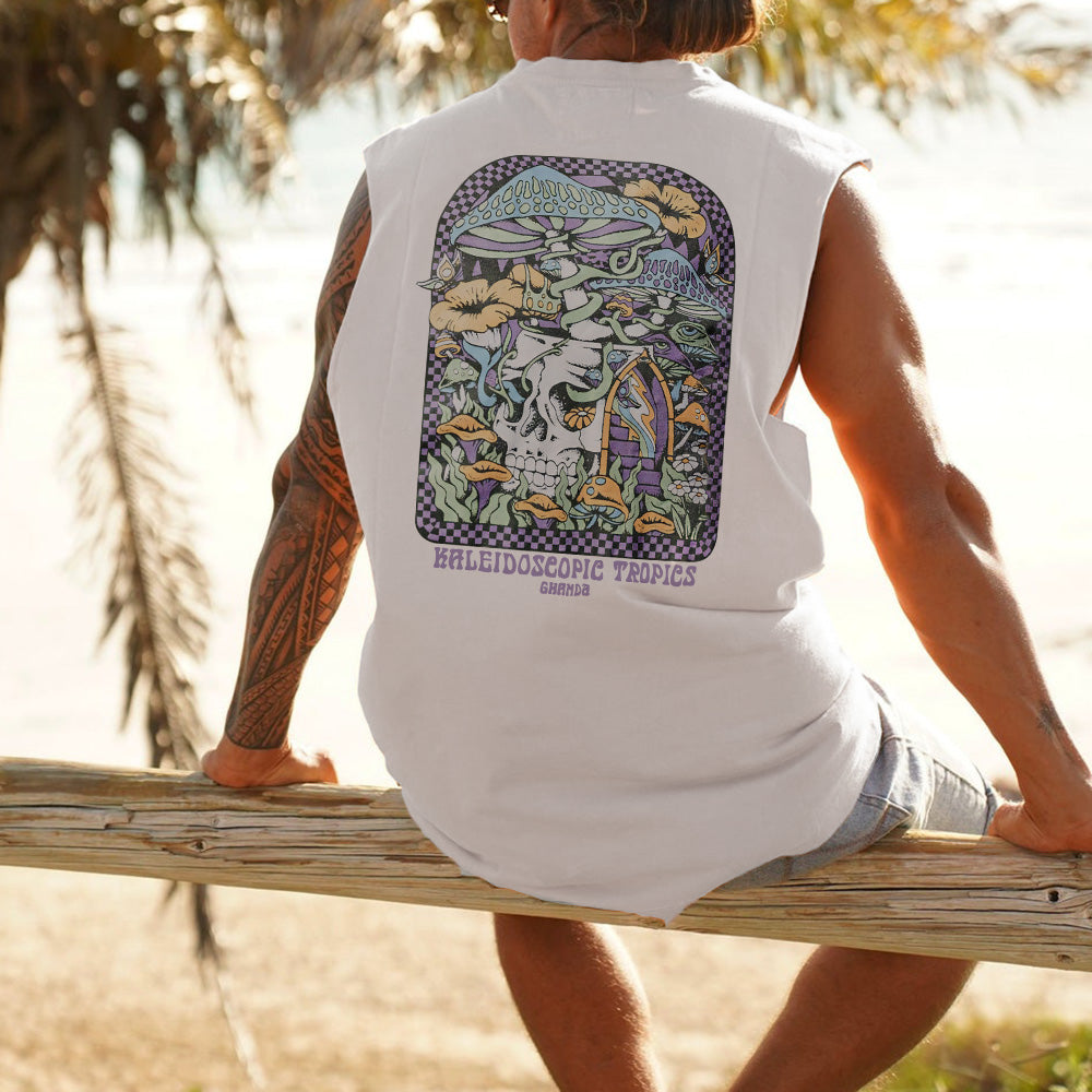 Men's Retro Mushroom Graphics Summer Tank Tops-B