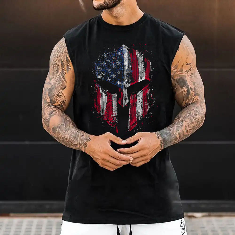 American Flag Graphics Men's Casual Tank Tops-C