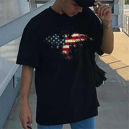 Flag Graphic Print Loose Short Sleeve Men's T-Shirt