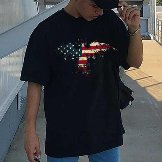 Flag Graphic Print Loose Short Sleeve Men's T-Shirt