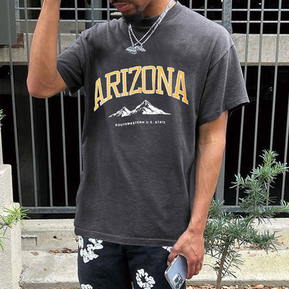 Arizona Graphic Print Loose Men's Short Sleeve T-Shirt