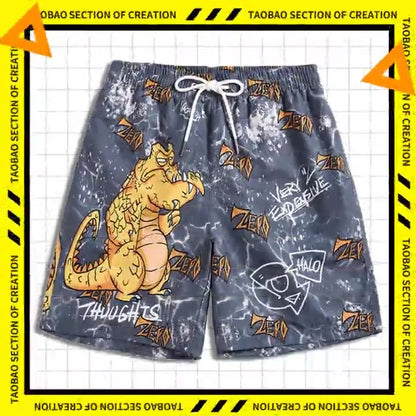 Men's beach pants loose casual cartoon printed shorts