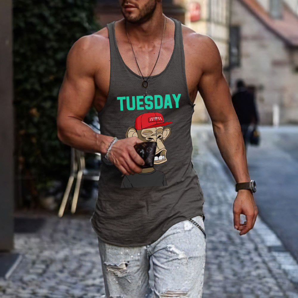 Tuesday Alphabet Graphic Print Men's Tank Top