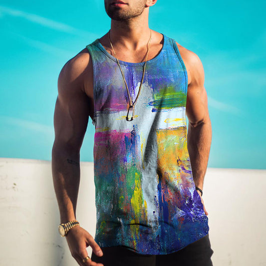 Trendy Street Easter Cross Tie-Dye Pattern Tank Top