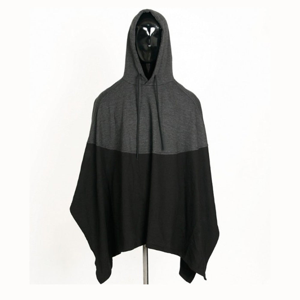 Plain Hooded Sweatshirt Men's Cape Jacket Cape